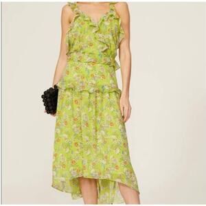 Marissa Webb Ruffle Floral Midi Dress Green Size 0